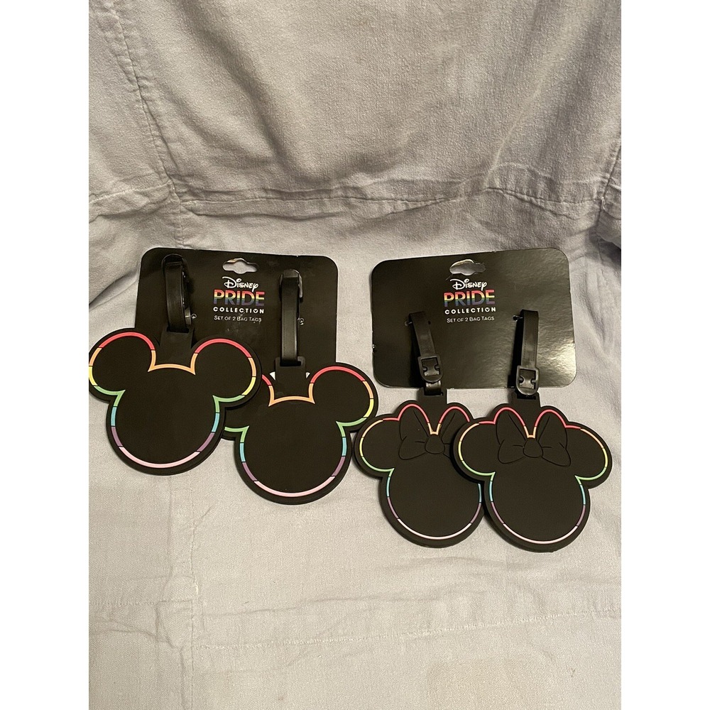 NEW Disney Pride Collection Mickey Mouse Minnie Mouse Luggage Tags Black Rainbow
